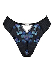Pour Moi Blue Rhea Luxe Embroidered Mesh Back Thong - Image 3 of 4