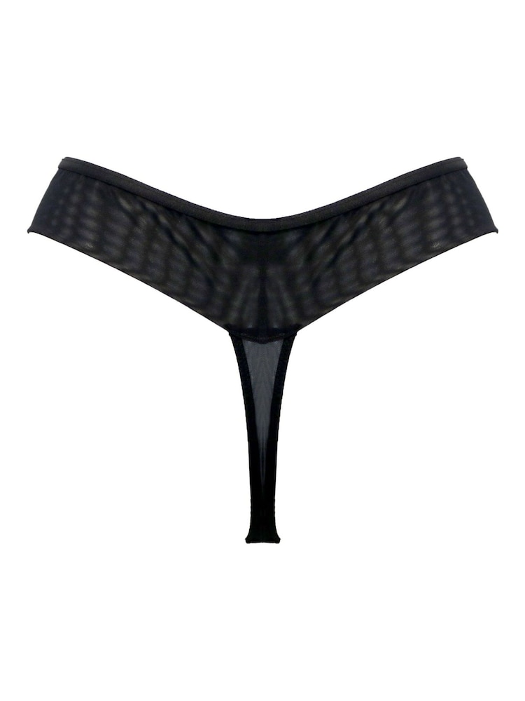 Pour Moi Blue Rhea Luxe Embroidered Mesh Back Thong - Image 4 of 4 Pour Moi Blue Rhea Luxe Embroidered Mesh Back Thong - Image 4 of 4
