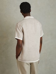 Reiss Oatmeal/White Vita Contrast Trim Cuban Collar Shirt - Image 5 of 6