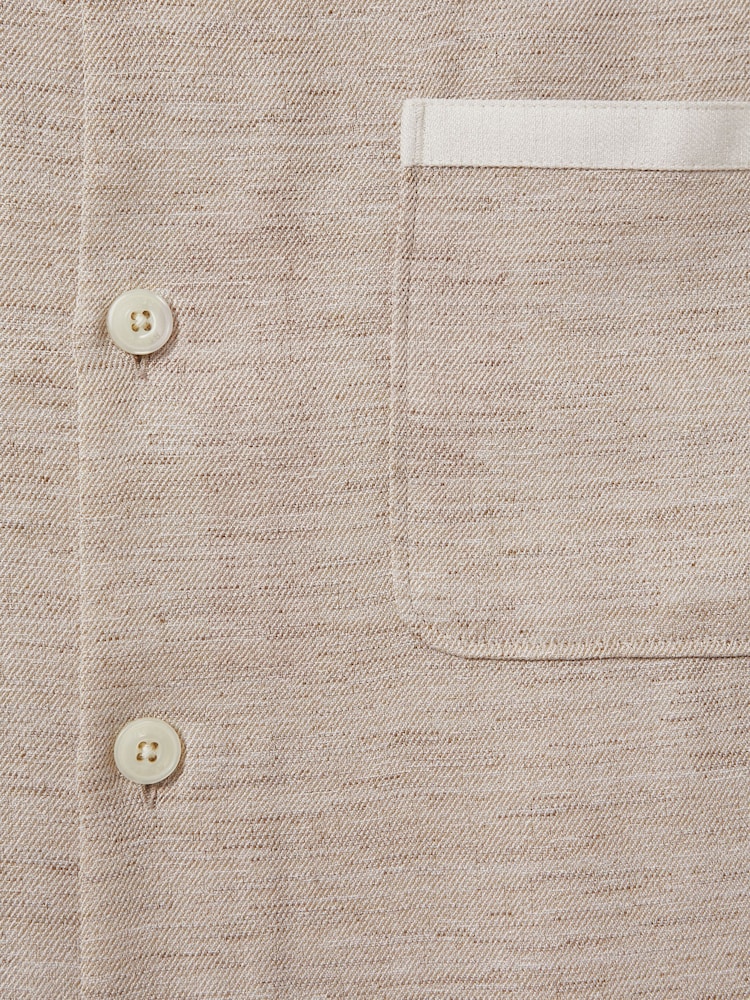 Reiss Oatmeal/White Vita Contrast Trim Cuban Collar Shirt - Image 6 of 6