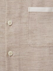 Reiss Oatmeal/White Vita Contrast Trim Cuban Collar Shirt - Image 6 of 6