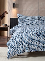 Deyongs Blue Triangles Duvet Cover and Pillowcase Set - Image 1 of 3