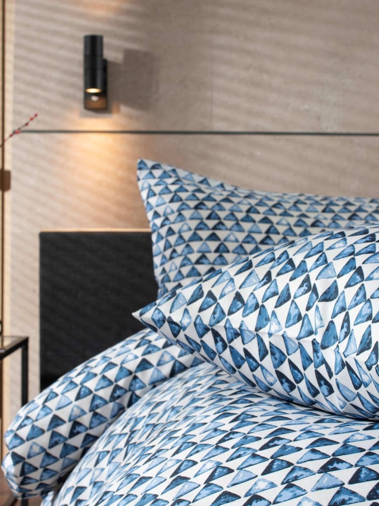 Deyongs Blue Triangles Duvet Cover and Pillowcase Set - Image 2 of 3 Deyongs Blue Triangles Duvet Cover and Pillowcase Set - Image 2 of 3