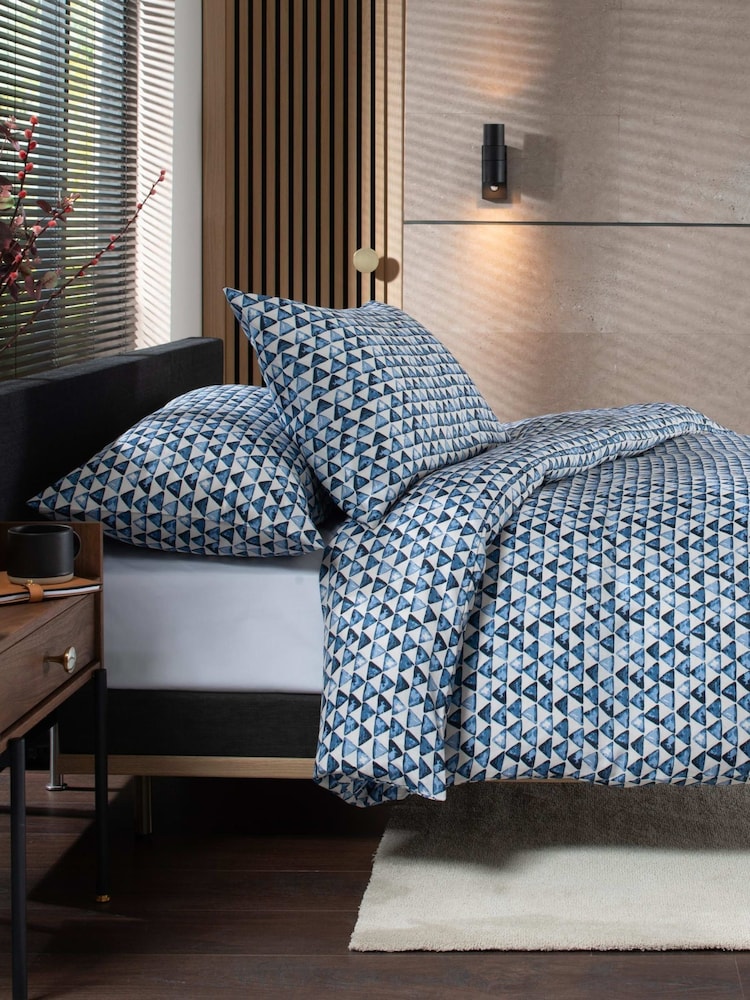 Deyongs Blue Triangles Duvet Cover and Pillowcase Set - Image 3 of 3 Deyongs Blue Triangles Duvet Cover and Pillowcase Set - Image 3 of 3
