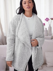 Grey Teddy Fleece Borg Cardigan - Image 1 of 7