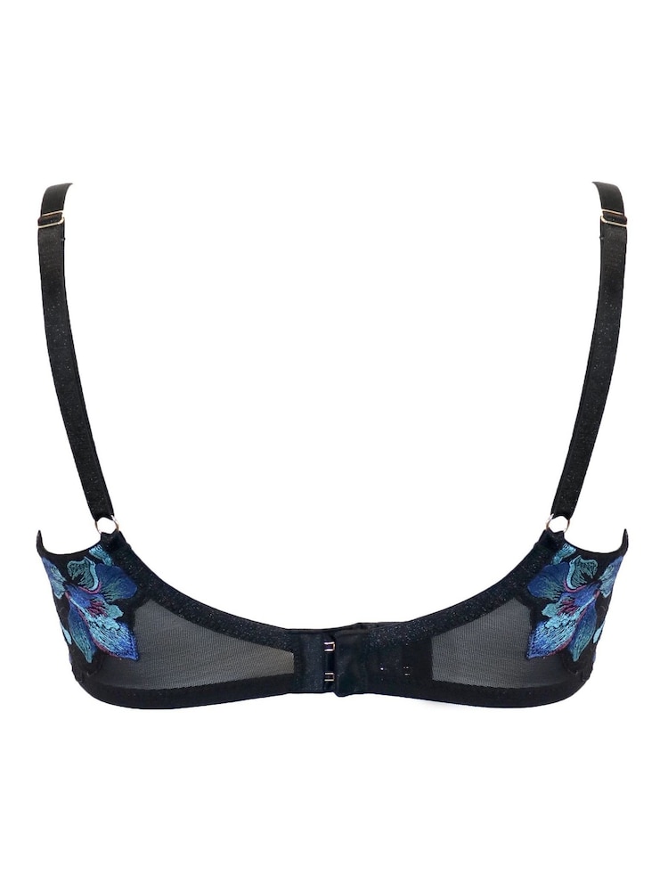 Pour Moi Blue Rhea Luxe Embroidered Full Cup Bra - Image 4 of 4 Pour Moi Blue Rhea Luxe Embroidered Full Cup Bra - Image 4 of 4