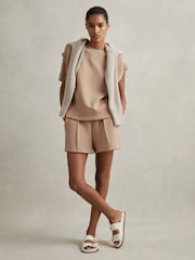 Reiss Camel Joanna Modal Blend Co-Ord Sweat Top - Image 1 of 6