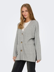 ONLY Grey Loose Cardigan With Front Pockets - Image 2 of 6