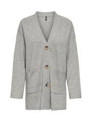 ONLY Grey Loose Cardigan With Front Pockets - Image 5 of 6