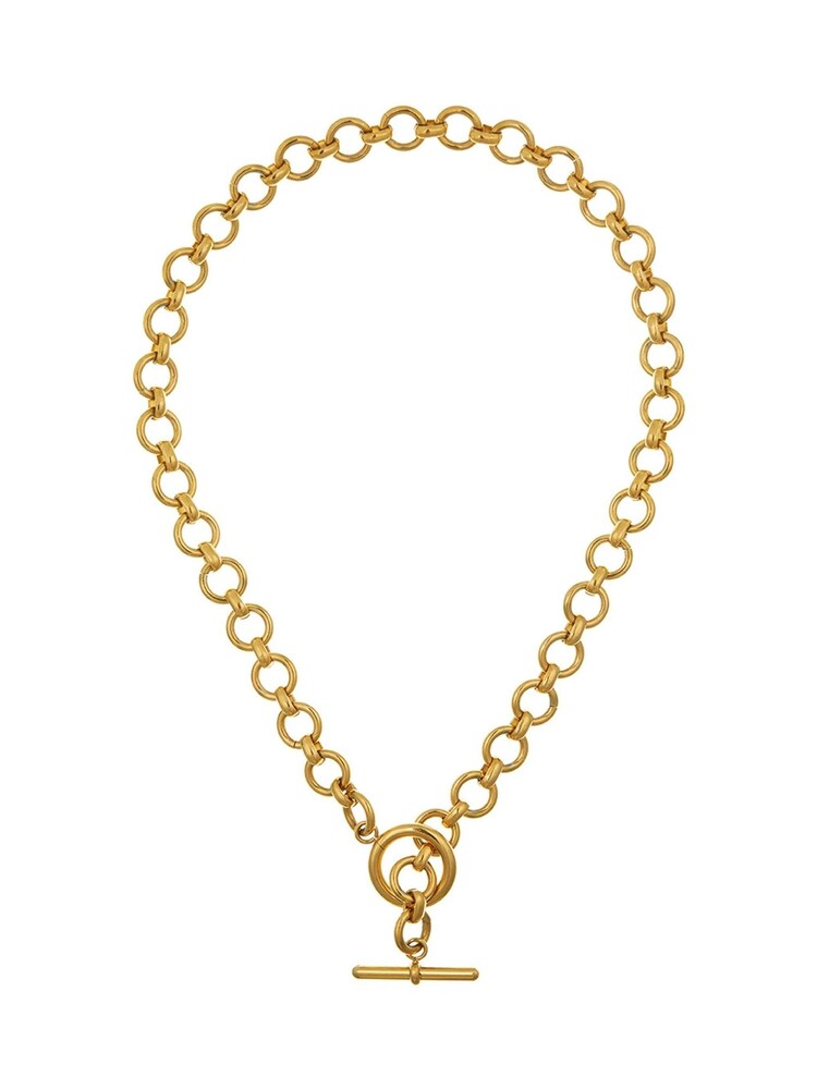 Orelia London Gold Plated Luxe Round Link T-Bar Necklace - Image 1 of 2