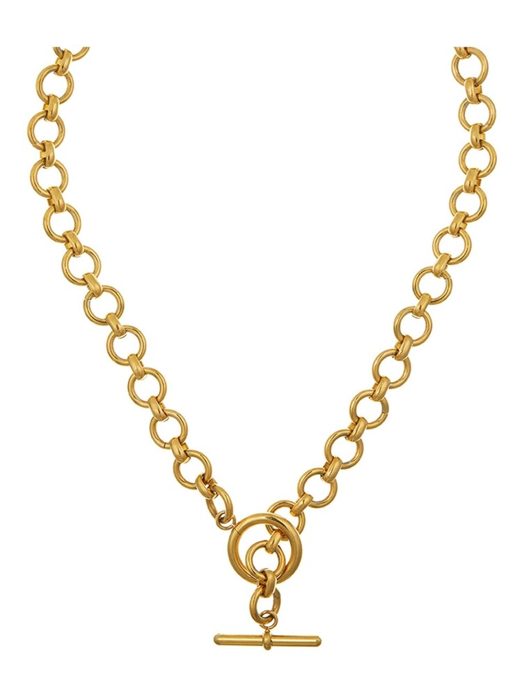 Orelia London Gold Plated Luxe Round Link T-Bar Necklace - Image 2 of 2