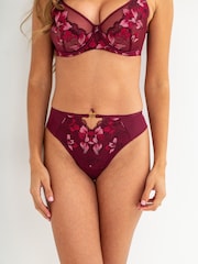 Pour Moi Red Rhea Luxe Embroidered Mesh Back Thong - Image 2 of 4