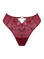 Pour Moi Red Rhea Luxe Embroidered Mesh Back Thong - Image 3 of 4