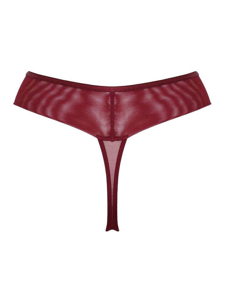 Pour Moi Red Rhea Luxe Embroidered Mesh Back Thong - Image 4 of 4 Pour Moi Red Rhea Luxe Embroidered Mesh Back Thong - Image 4 of 4
