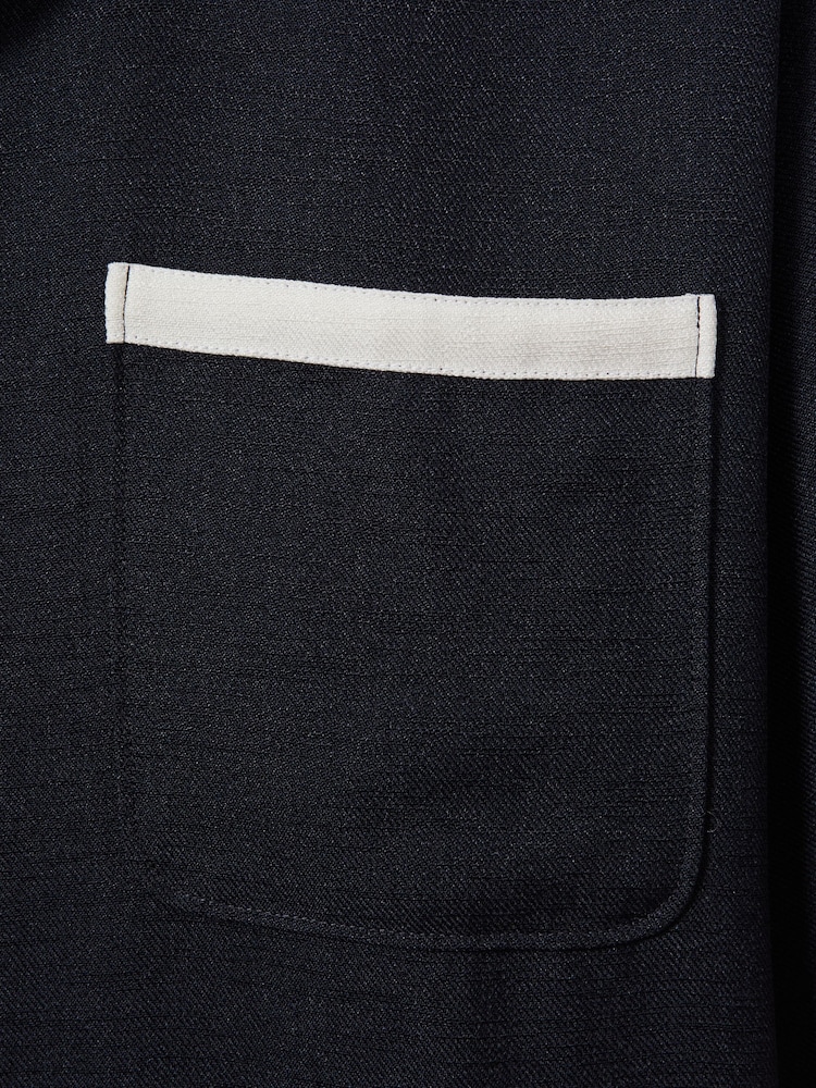 Reiss Navy/Ecru Vita Contrast Trim Cuban Collar Shirt - Image 6 of 6