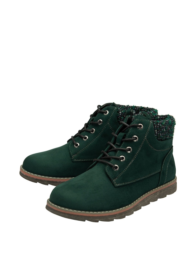Lotus Green Lace-Up Ankle Boots - Image 2 of 4