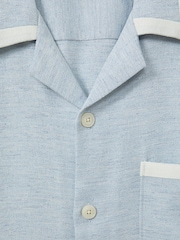 Reiss Soft Blue/White Vita Contrast Trim Cuban Collar Shirt - Image 6 of 6