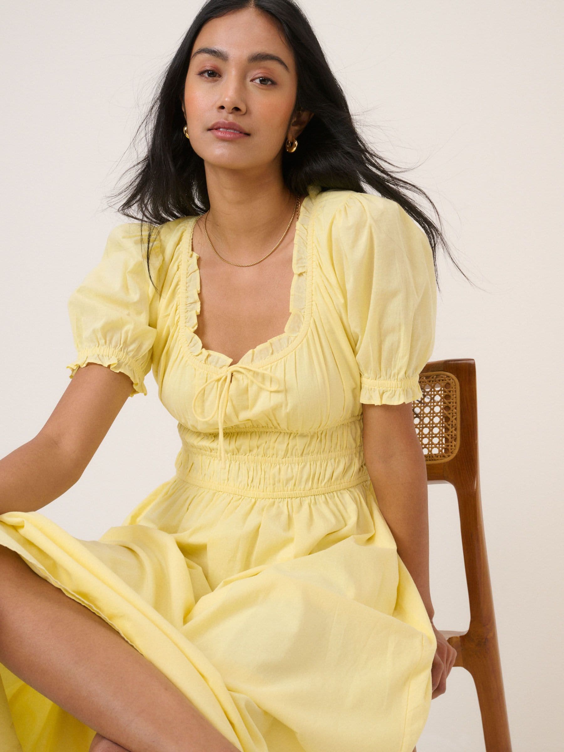 Buy Nobodys Child Butter Yellow Tula Square Neck Short Puff Sleeve