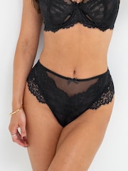Pour Moi Black High Waist Etoile Lace Knickers - Image 2 of 4
