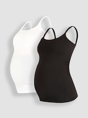 JoJo Maman Bébé Black & White 2-Pack Maternity & Nursing Vest Tops - Image 1 of 7