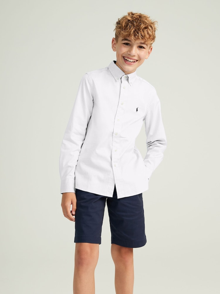 Polo Ralph Lauren White Boys Oxford Logo Shirt - Image 1 of 5