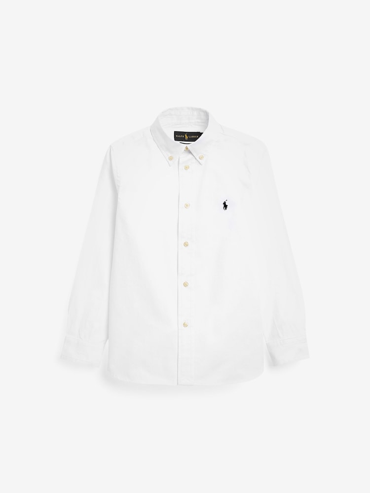 Polo Ralph Lauren White Boys Oxford Logo Shirt - Image 2 of 5