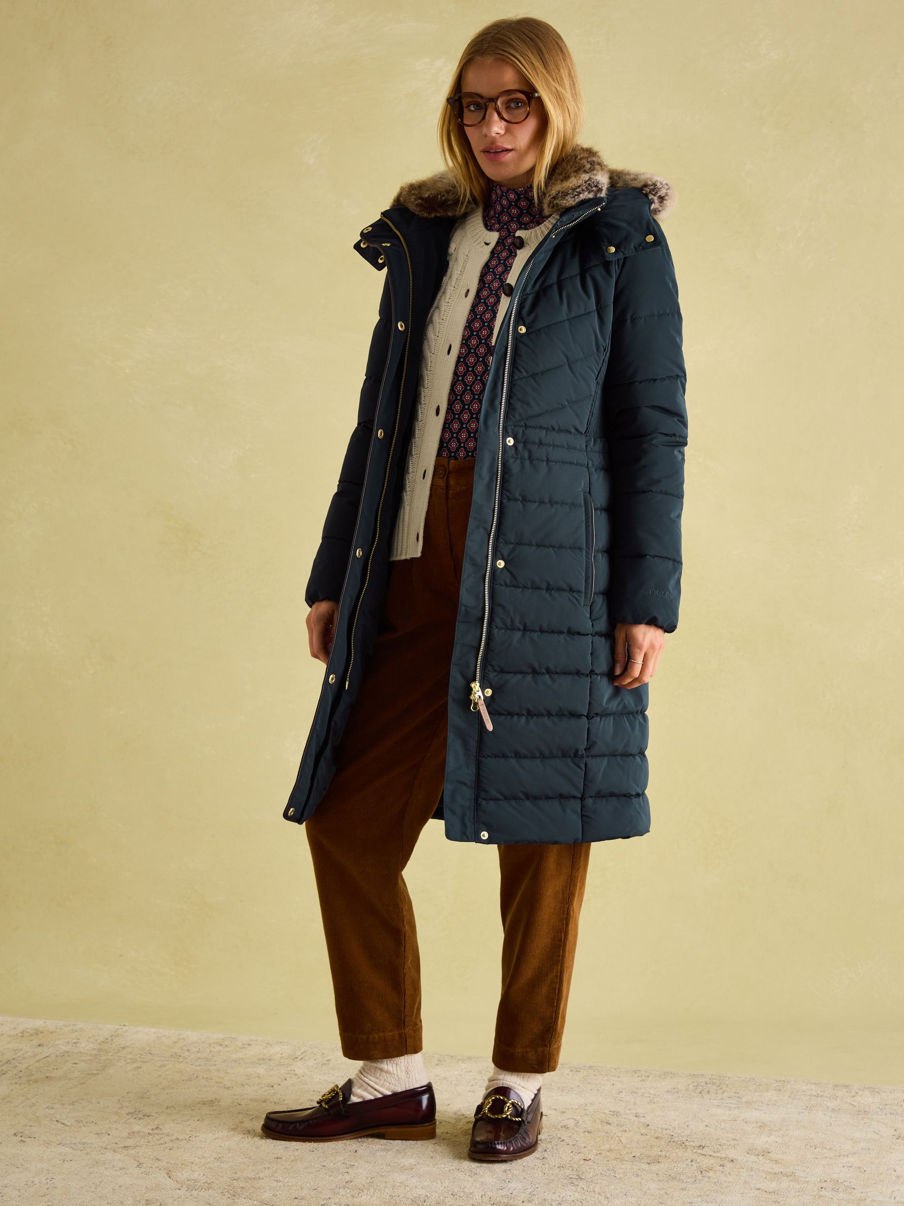 Joules long quilted coat shop