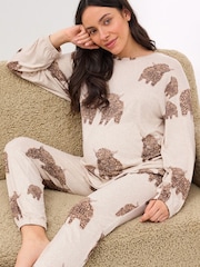 Ecru Hamish the Highland Cow Maternity Long Sleeve Pyjamas - Image 1 of 9