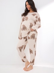 Ecru Hamish the Highland Cow Maternity Long Sleeve Pyjamas - Image 3 of 9