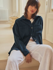 Navy Blue Corduroy Lightweight Shacket - Image 1 of 7