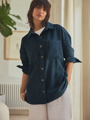 Navy Blue Corduroy Lightweight Shacket - Image 3 of 7