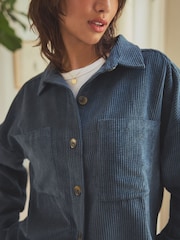 Navy Blue Corduroy Lightweight Shacket - Image 5 of 7