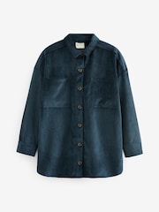 Navy Blue Corduroy Lightweight Shacket - Image 6 of 7