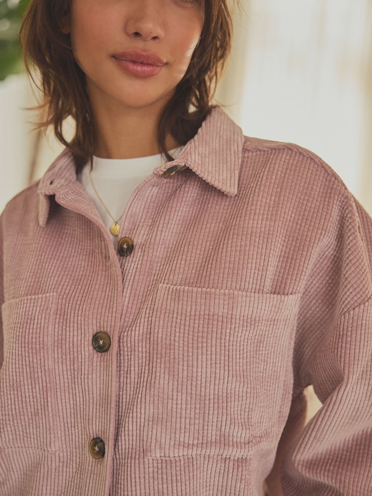 Pink Corduroy Lightweight Shacket - Image 5 of 7
