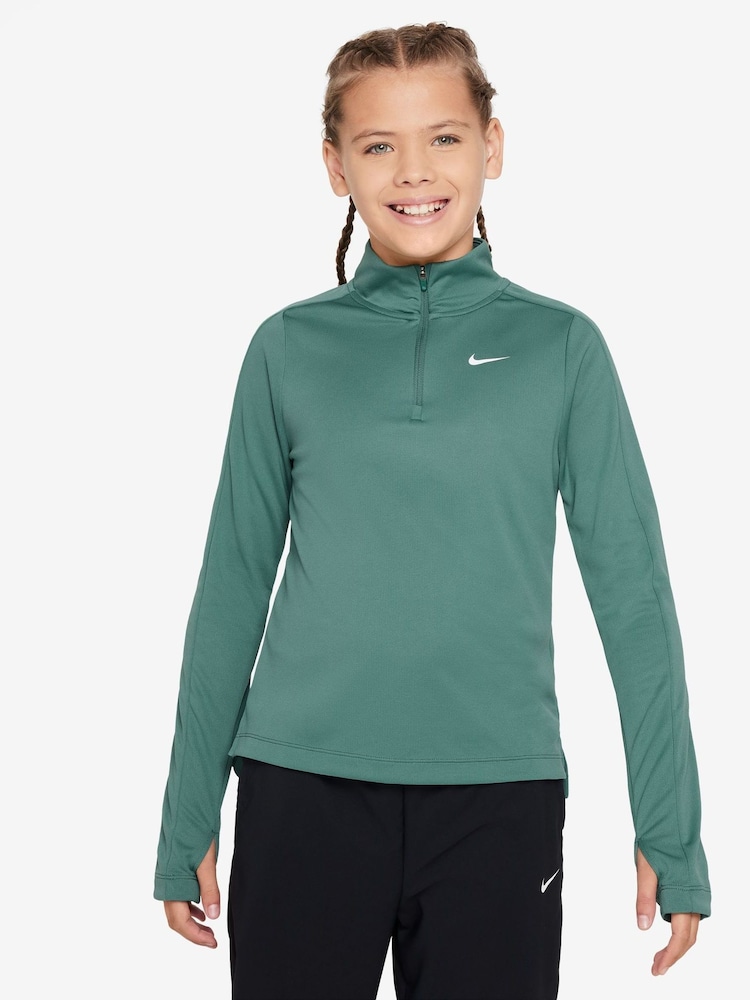 Nike Green Dri-FIT Long-Sleeve 1/2 Zip Top - Image 1 of 3