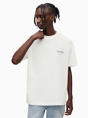 أبيض - تيشرت بحافة رقبة مستديرة من القطن 100% بتصميم Underground من Allsaints - صورة 1 من 7