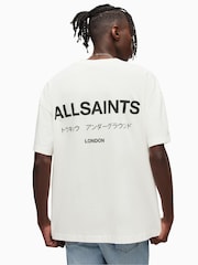 أبيض - تيشرت بحافة رقبة مستديرة من القطن 100% بتصميم Underground من Allsaints - صورة 2 من 7