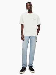 أبيض - تيشرت بحافة رقبة مستديرة من القطن 100% بتصميم Underground من Allsaints - صورة 3 من 7