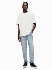 أبيض - تيشرت بحافة رقبة مستديرة من القطن 100% بتصميم Underground من Allsaints - صورة 4 من 7