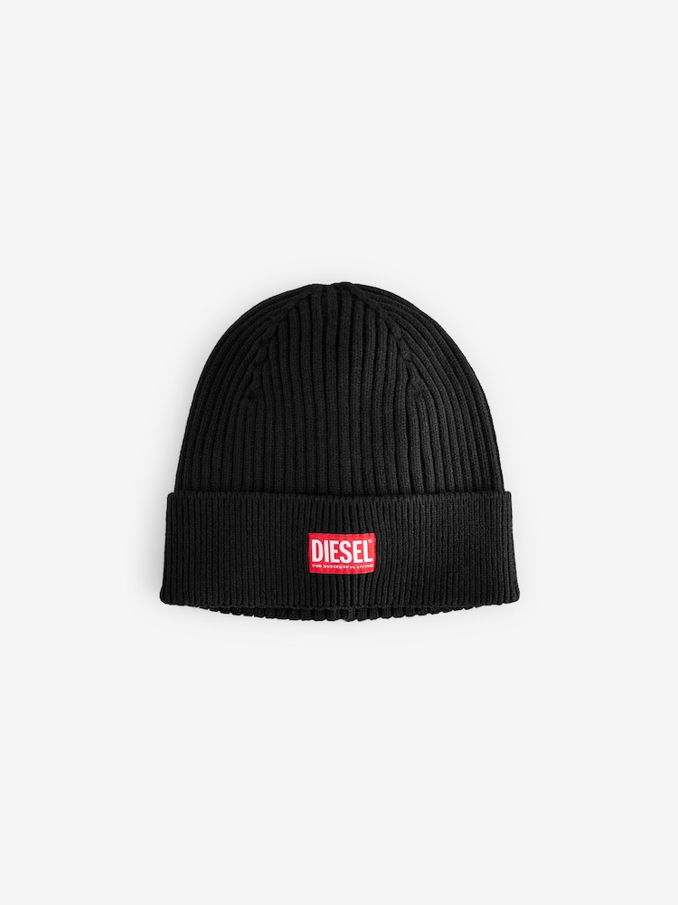 Schwarz - Diesel, gestrickter Beanie mit Logo - Bild 1 von 1