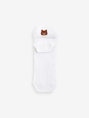 White/Cats Embroidered Motif Trainers Socks 4 Pack - Image 3 of 7