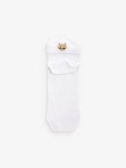 White/Cats Embroidered Motif Trainers Socks 4 Pack - Image 5 of 7