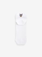 White/Cats Embroidered Motif Trainers Socks 4 Pack - Image 6 of 7