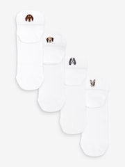 White/Dogs Embroidered Motif Trainers Socks 4 Pack - Image 1 of 7