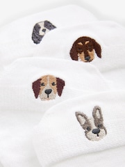 White/Dogs Embroidered Motif Trainers Socks 4 Pack - Image 7 of 7