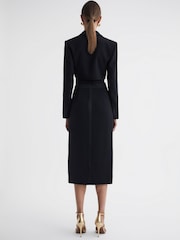 Reiss Black Quinn Satin Fitted Midi Skirt - Image 4 of 4