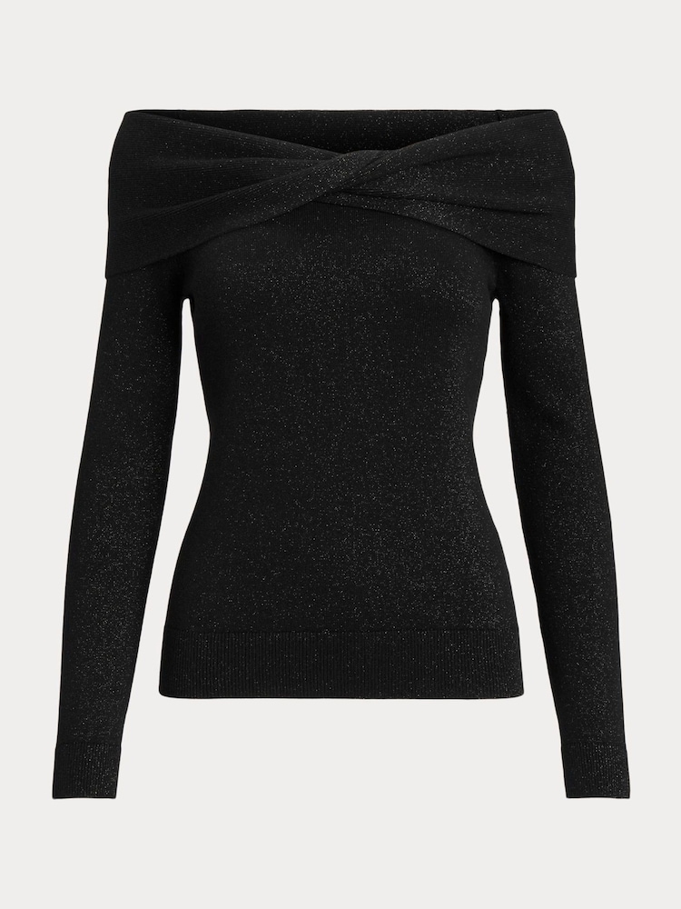 Lauren Ralph Lauren Twist Front Off the Shoulder Black Sweater - Image 9 of 9 Lauren Ralph Lauren Twist Front Off the Shoulder Black Sweater - Image 9 of 9