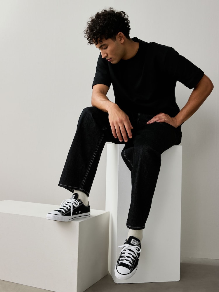 Converse Black Chuck Taylor Ox Trainers - Image 3 of 8