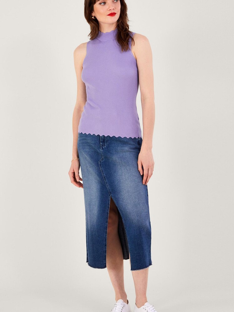 Monsoon Purple Ribbed Halter Neck Tank Top - Image 2 of 4