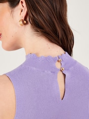 Monsoon Purple Ribbed Halter Neck Tank Top - Image 3 of 4